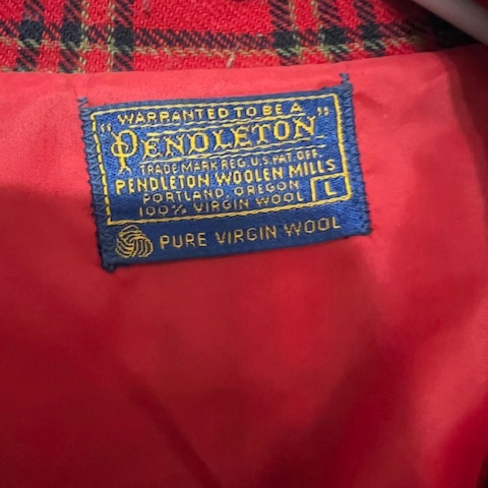 Pendleton Vintage Wool Blazer, Red Plaid, Size L - image 3